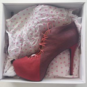 PENNY LOVES KENNY PLATFORM HEELS Sz 10 5.25 NEW IN BOX Lace Up Front Zip Back